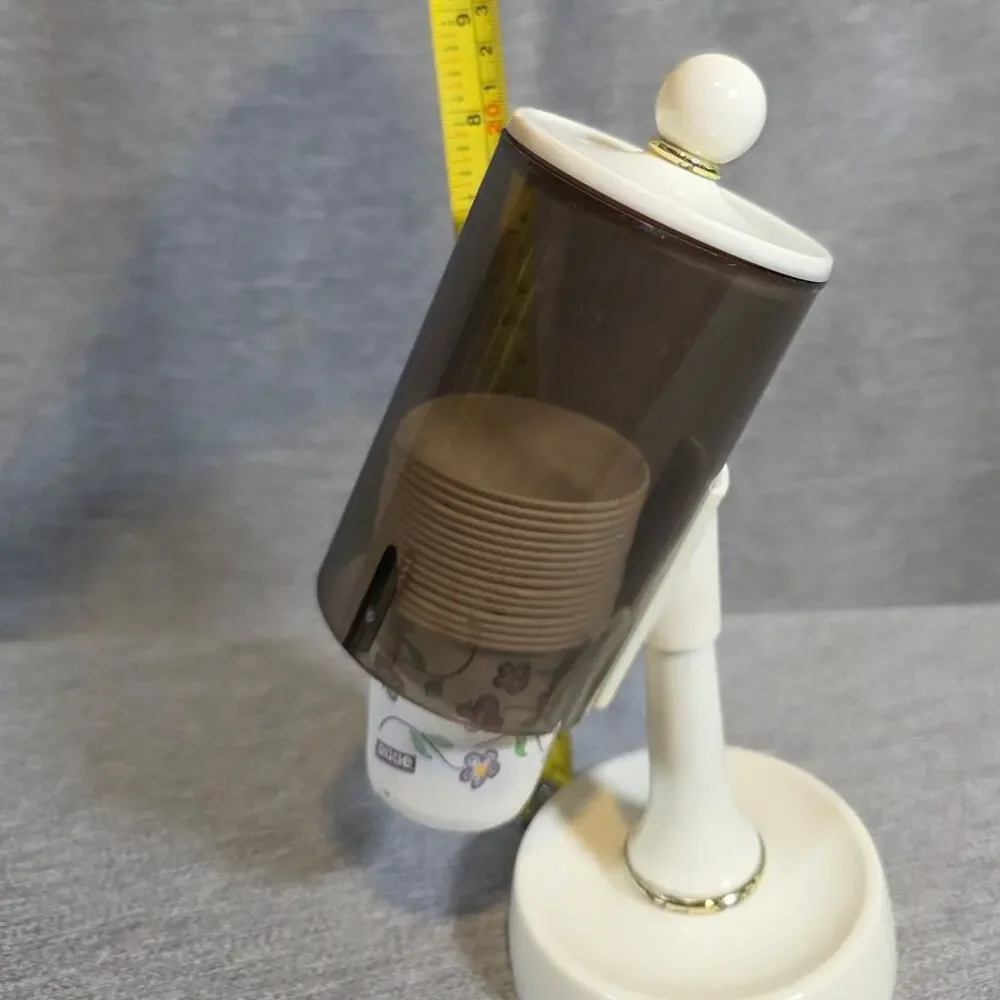 Vintage Londonware Retro Dixie Cup Dispenser Holder Plastic White/Gold 8.5